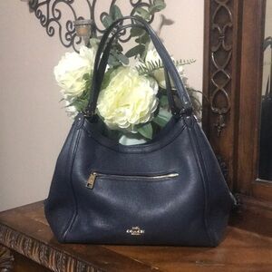 Coach Navy Leather Shoulder Bag